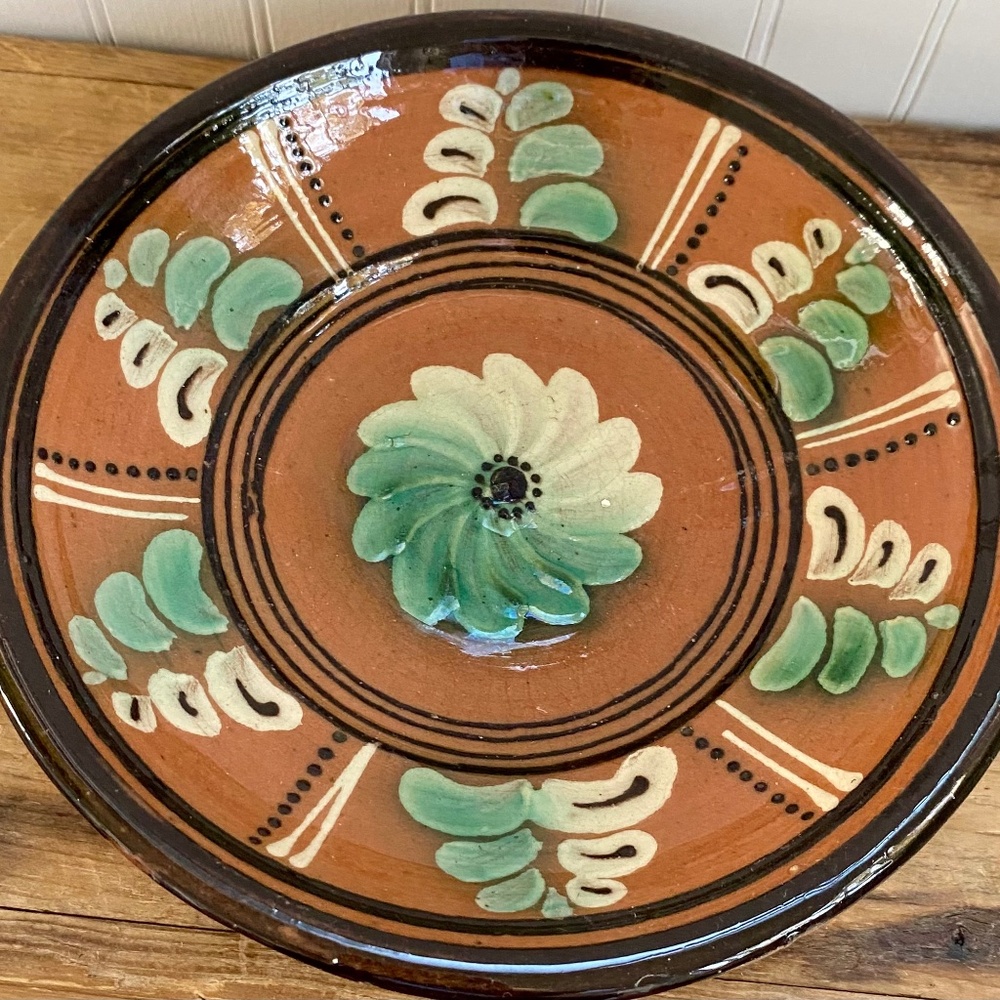 Karcag Hungarian Bowl, Vintage Hand Painted Clay Plate, Handmade Wall Decor